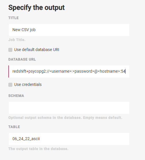 Redshift Mitto Output