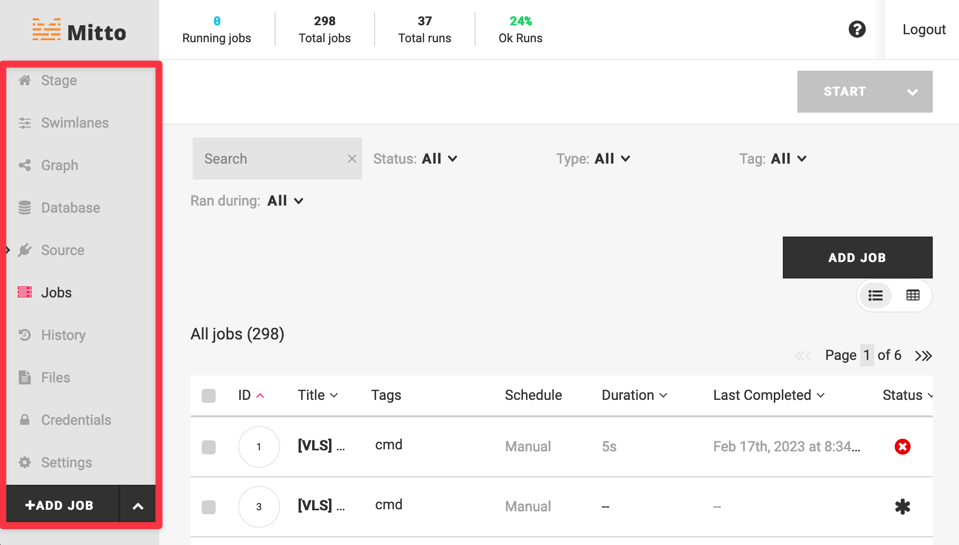 Mitto's left sidebar navigation