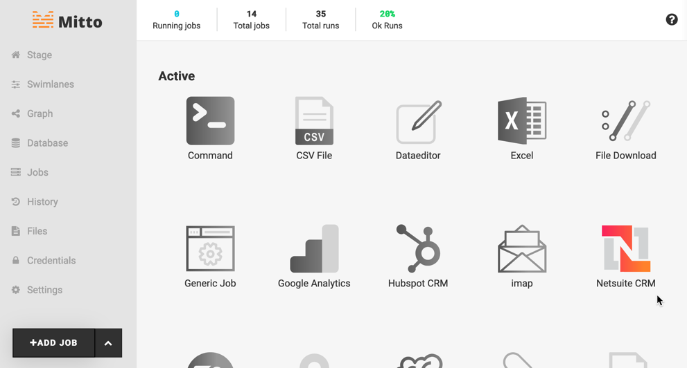 Adding a NetSuite job in Mitto