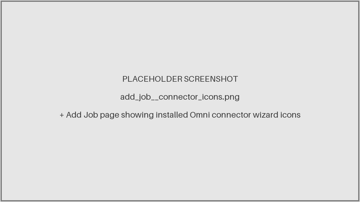 Add Job page with Omni connector wizard icons