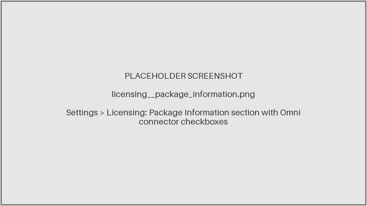 Package Information section with Omni connector checkboxes