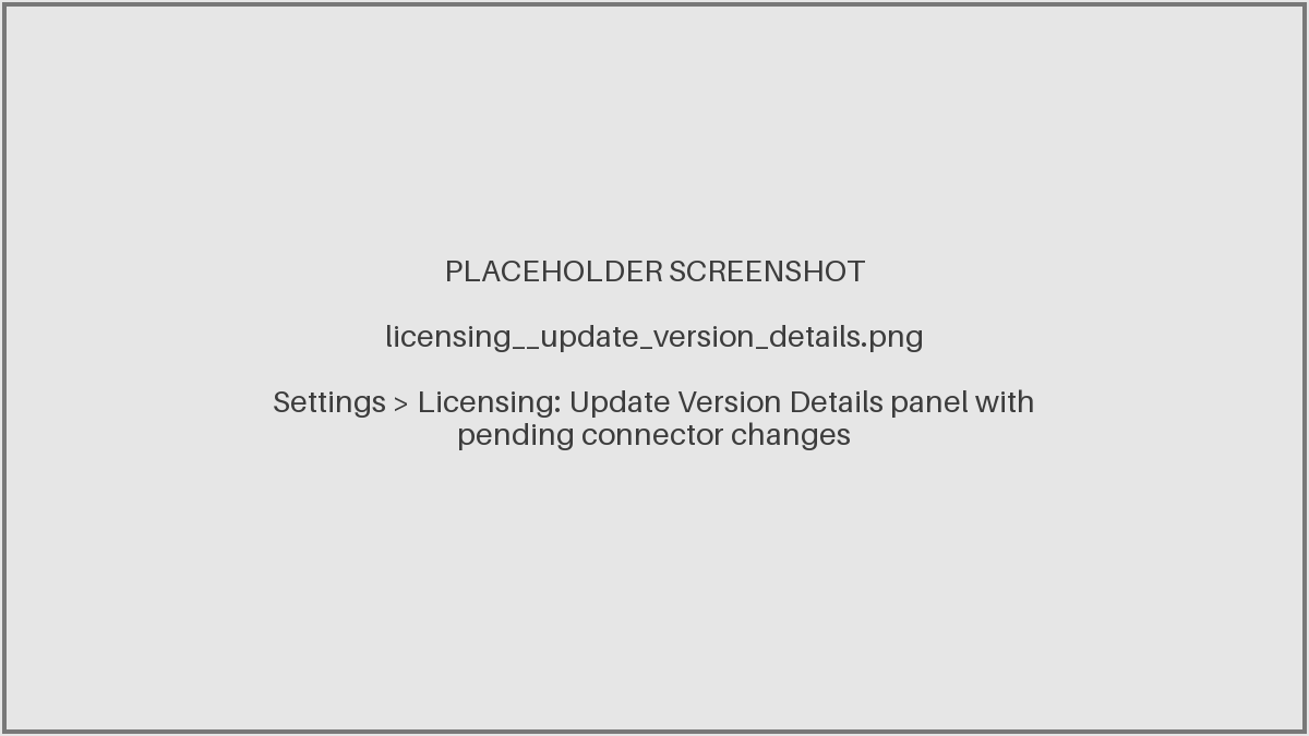 Update Version Details panel showing pending connector changes