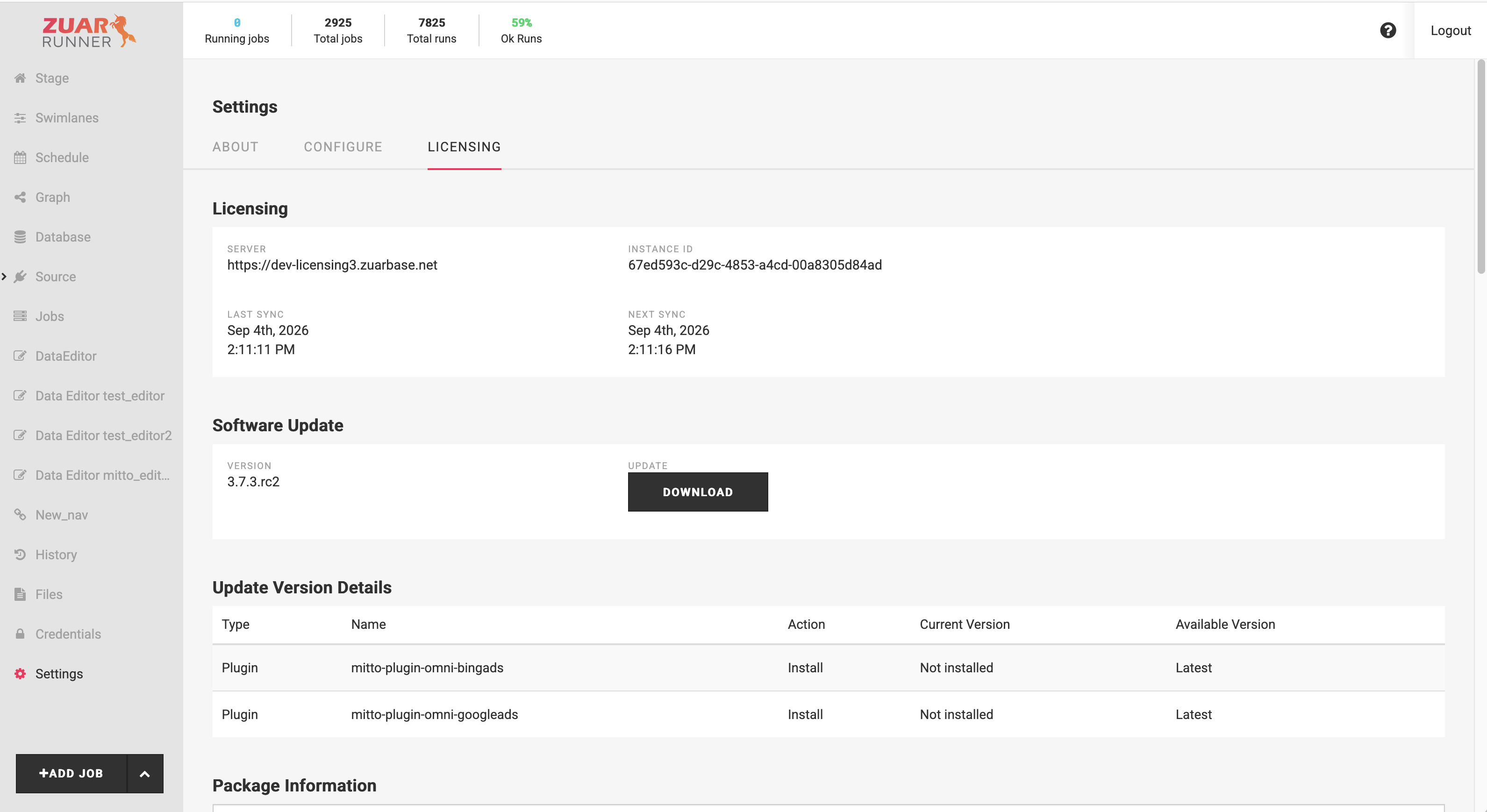 Update Version Details panel showing pending connector changes