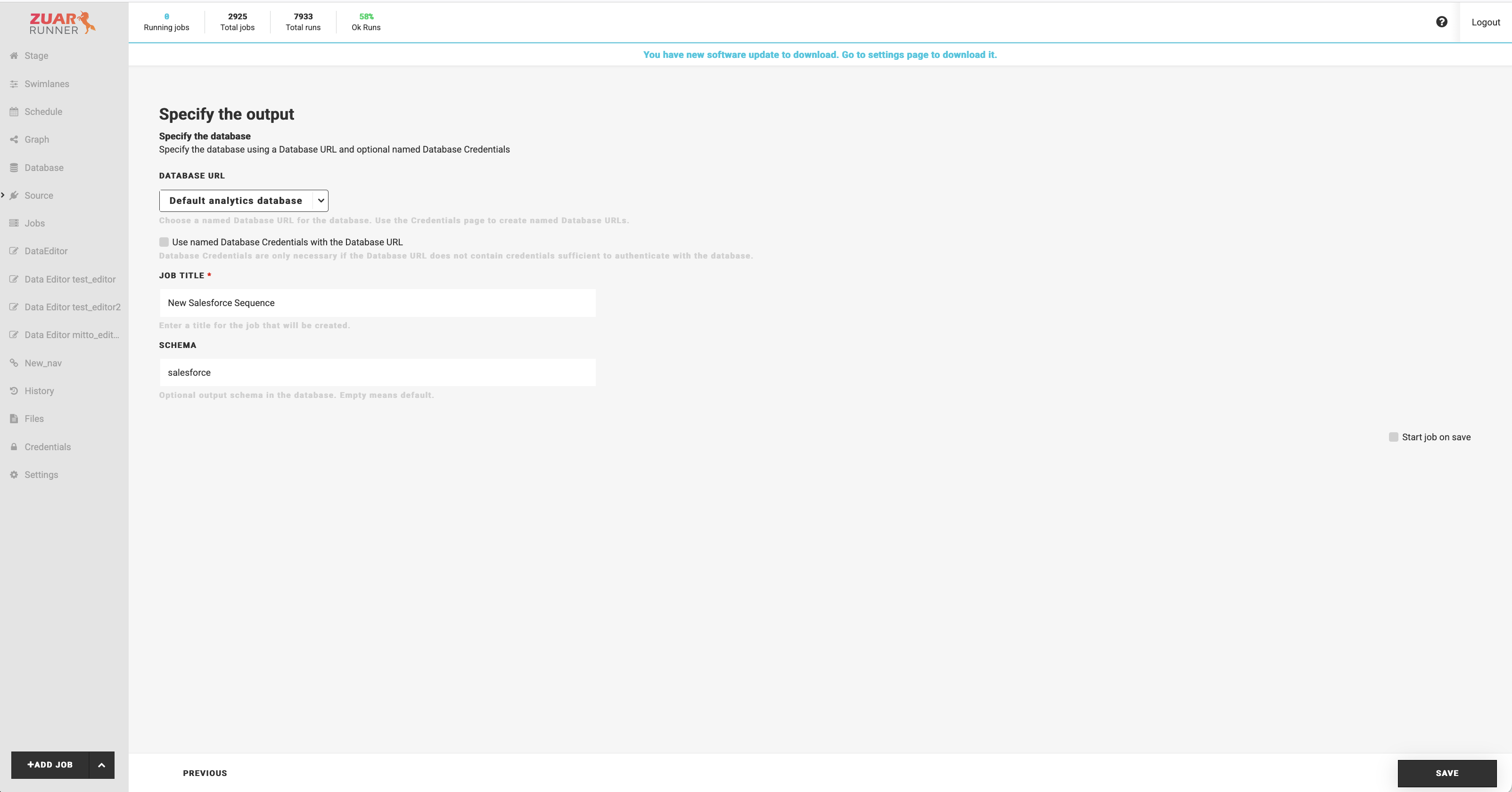 Specify the output screen